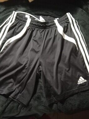 adidas Black Athletic Shorts with White Stripes